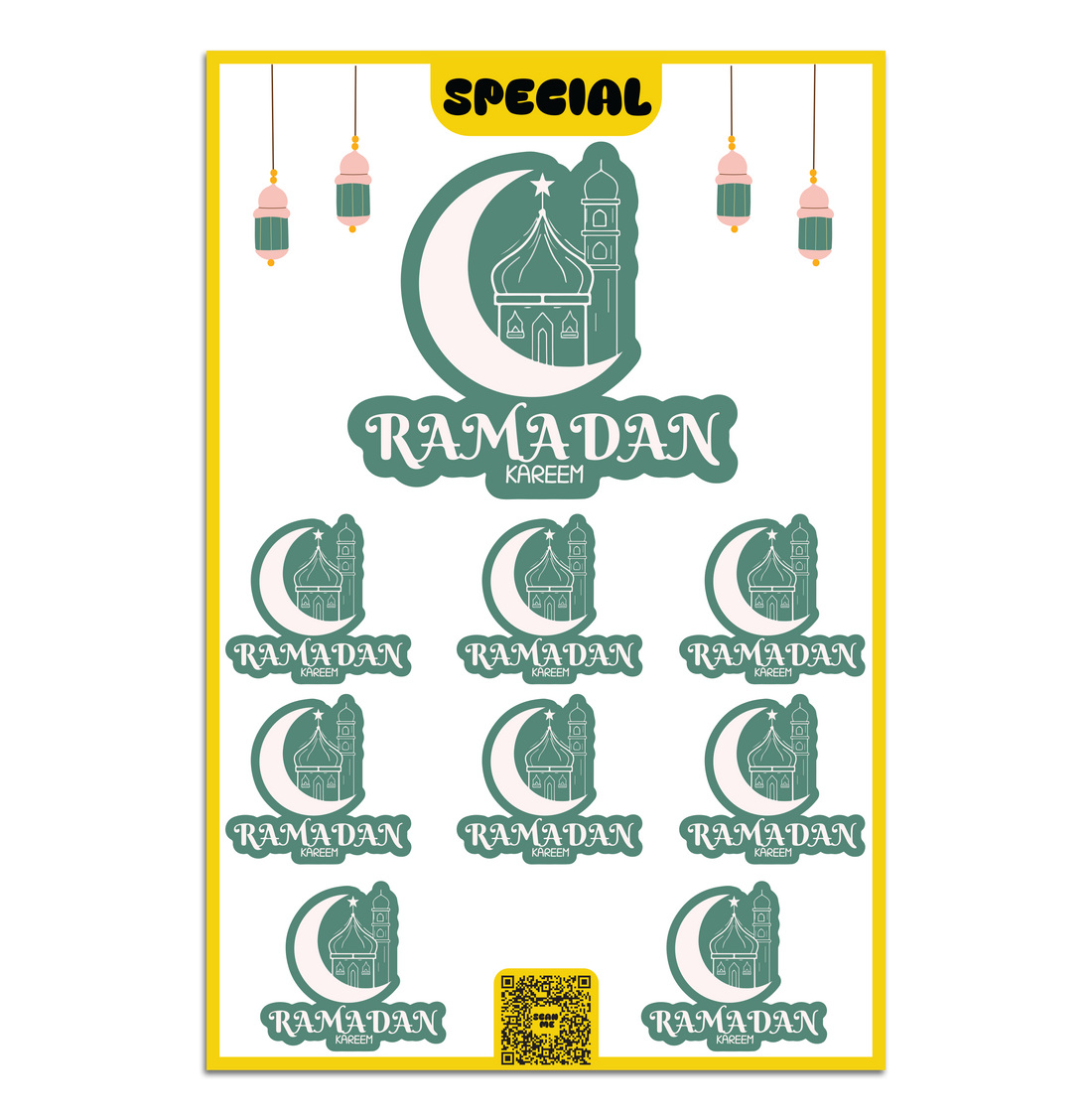 Ramadan Cups Stickers Set 01  (9 pcs)