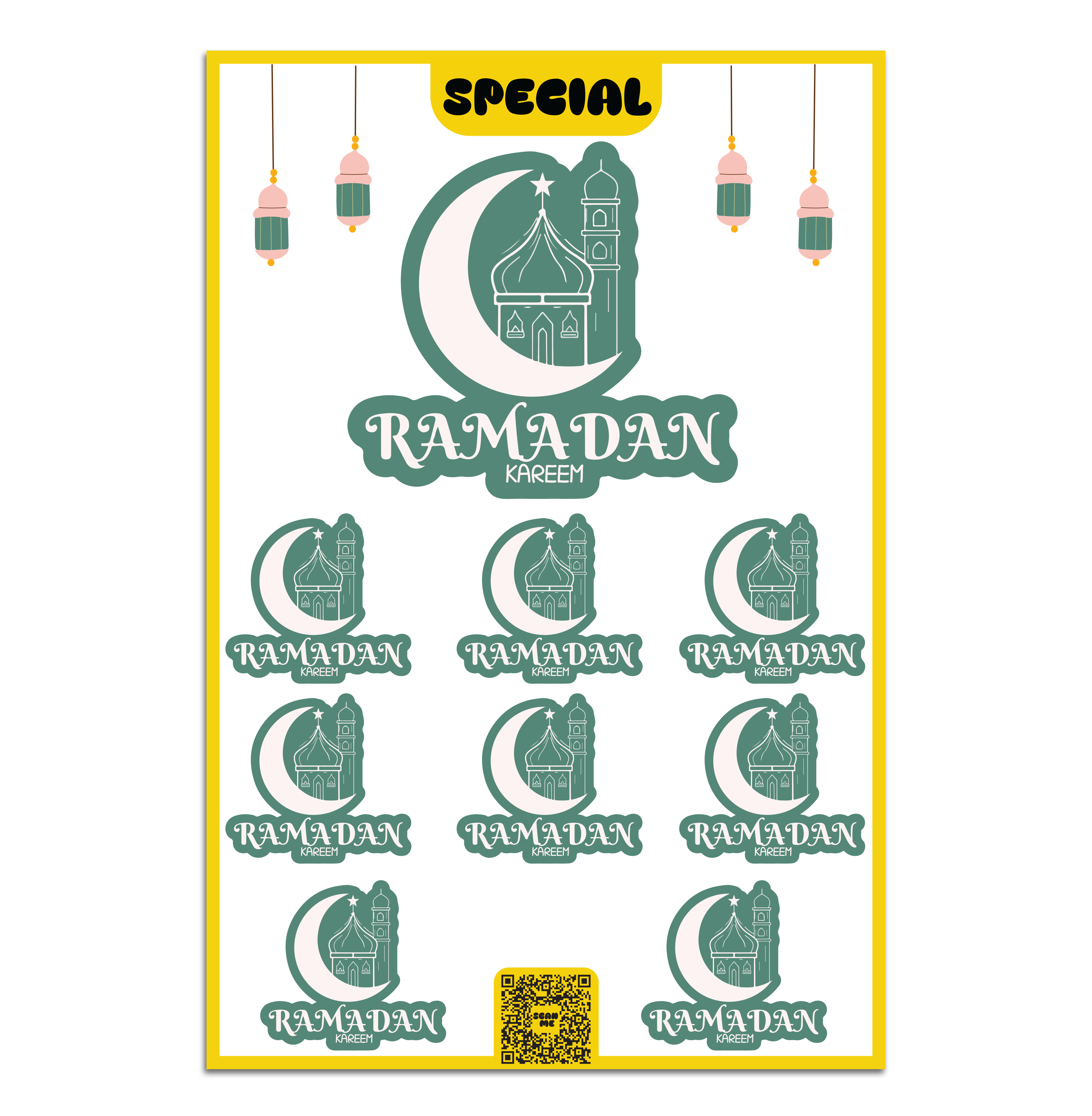 Ramadan Cups Stickers Set 01  (9 pcs)