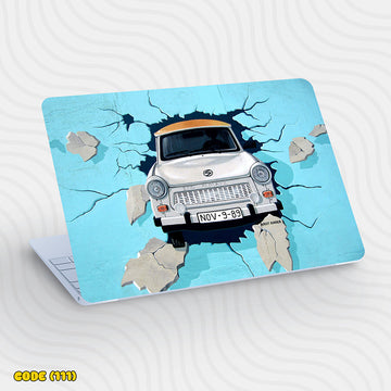 Car Breaking Wall - Laptop Skin