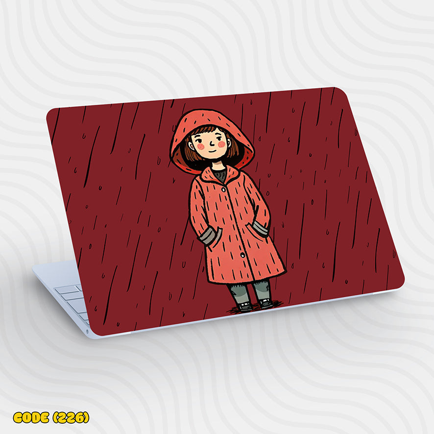 Cartoon Girl Red coat - Laptop Skin