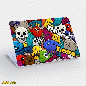 Colorful Doodle Characters - Laptop Skin
