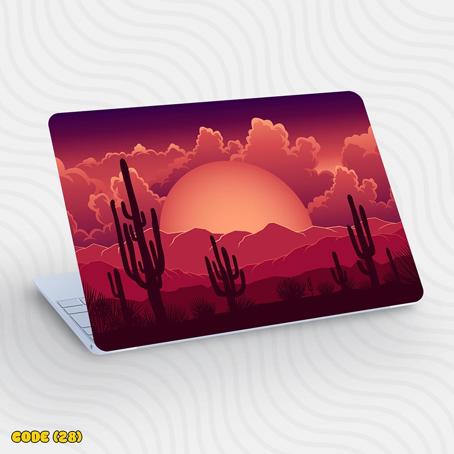 Desert Sunset with Cacti - laptop skin