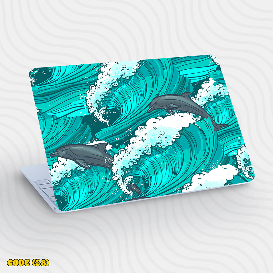 Dolphins Ocean Waves - Laptop Skin