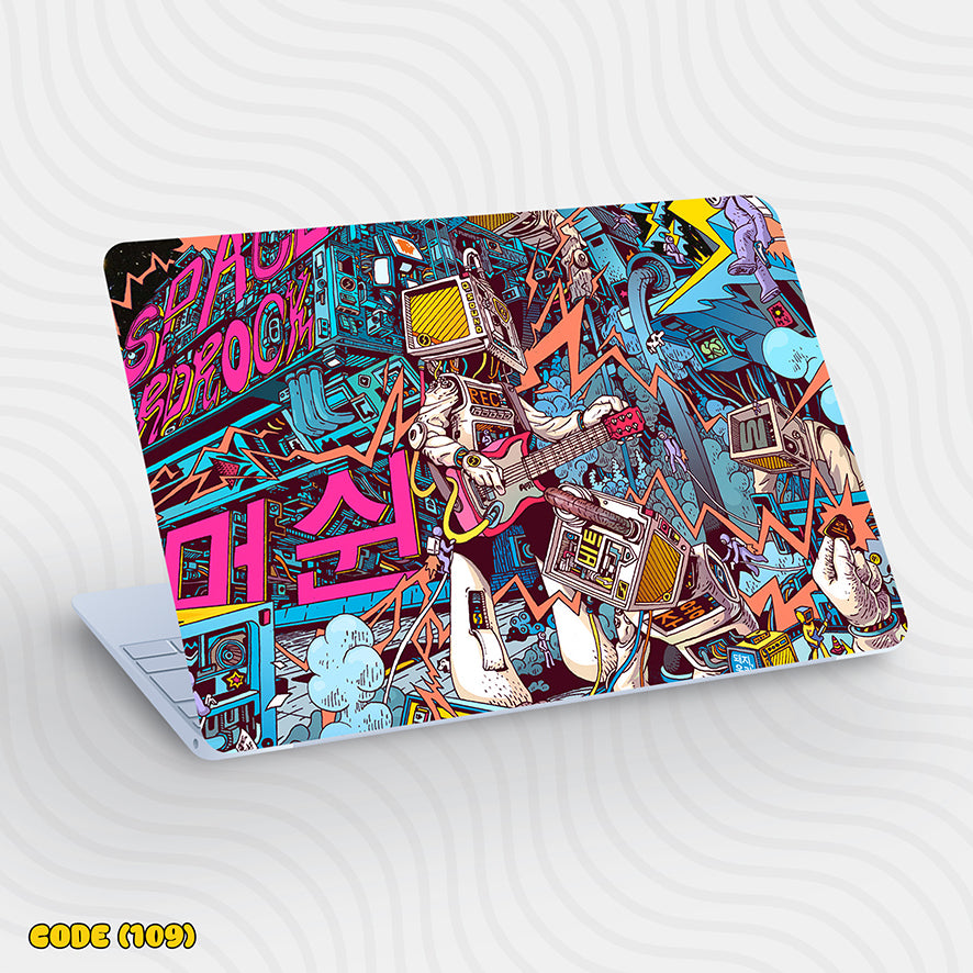 Robot Guitarist Graffiti - Laptop Skin