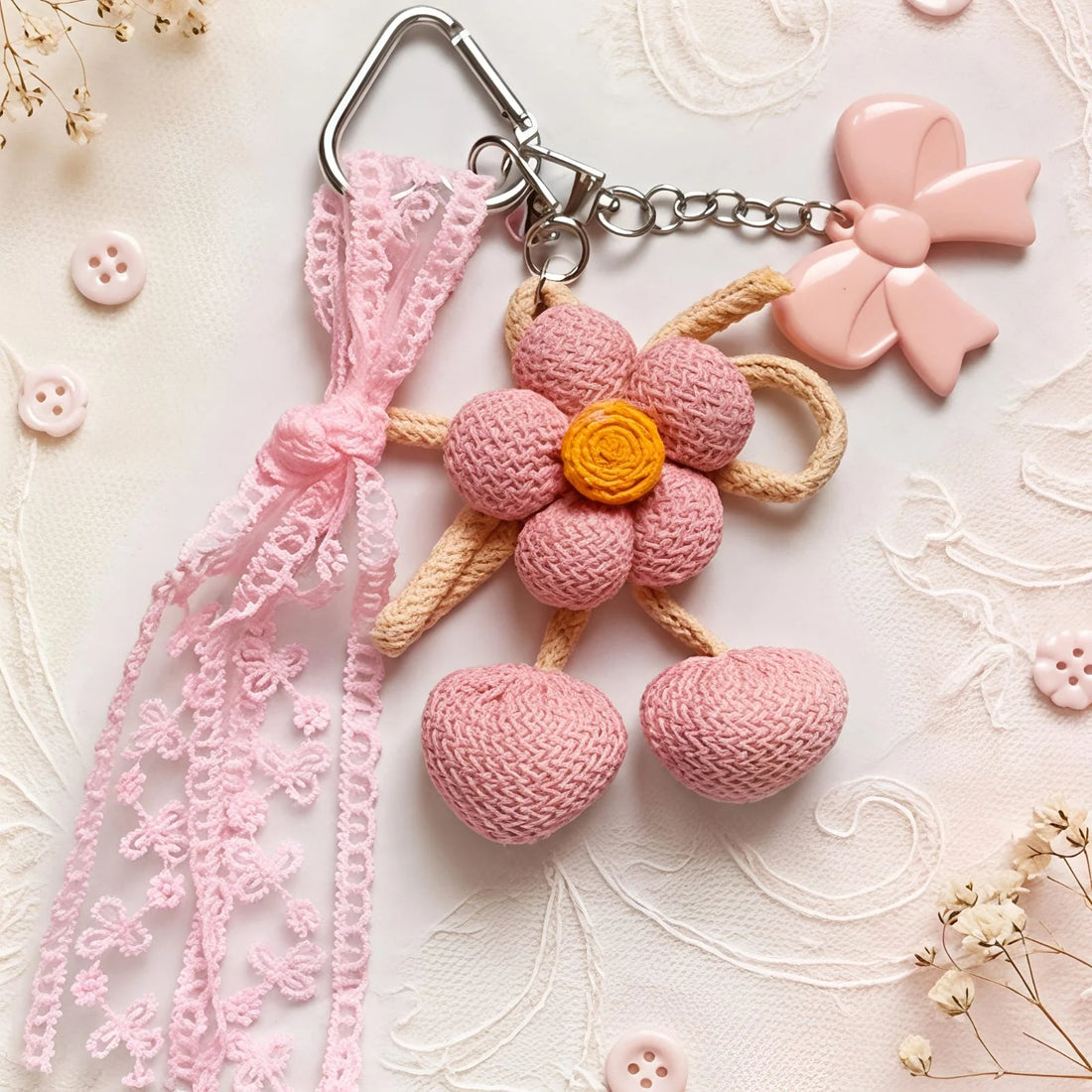 Fabric Flower - Bag Charm