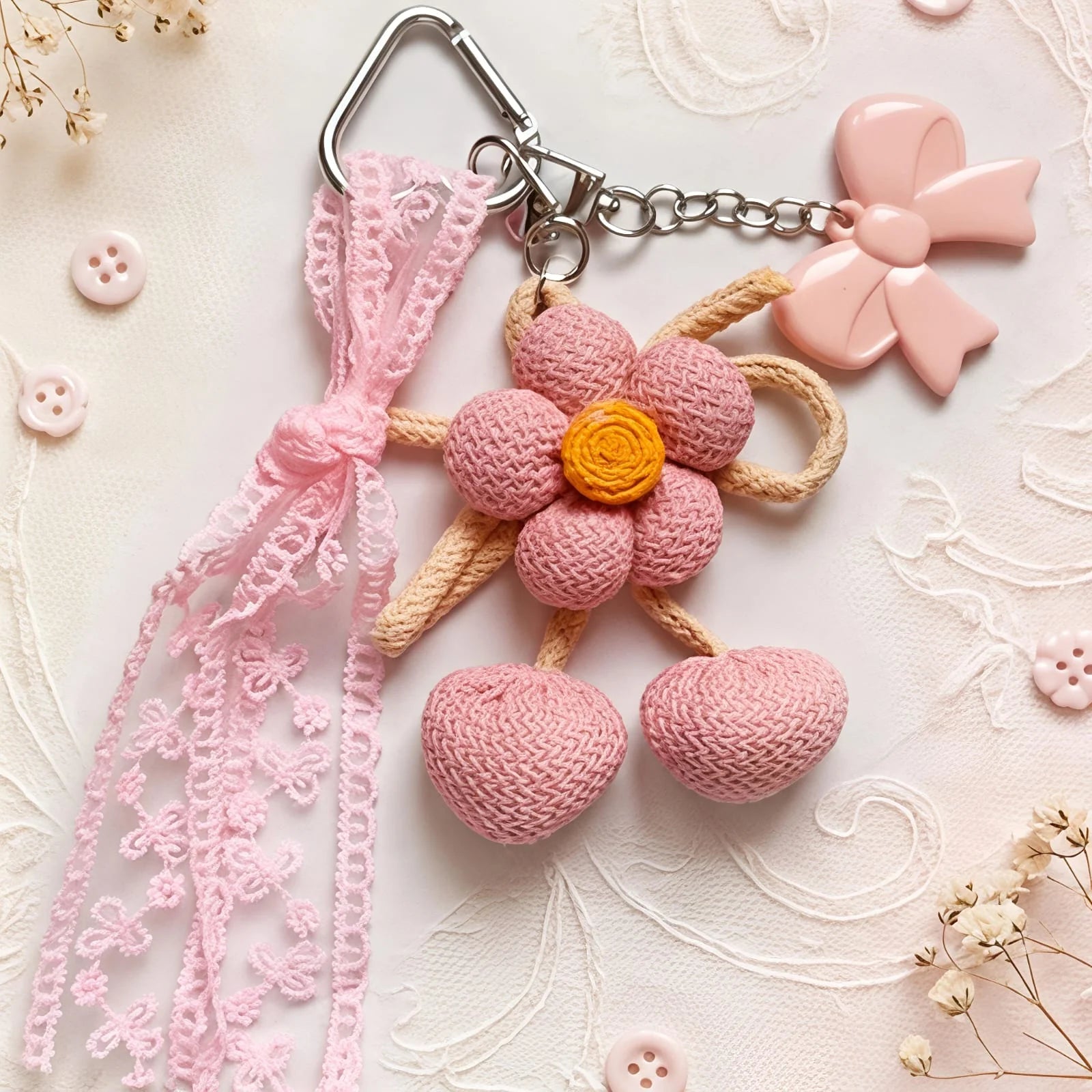 Fabric Flower - Bag Charm