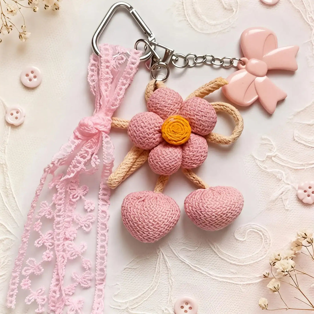 Fabric Flower - Bag Charm