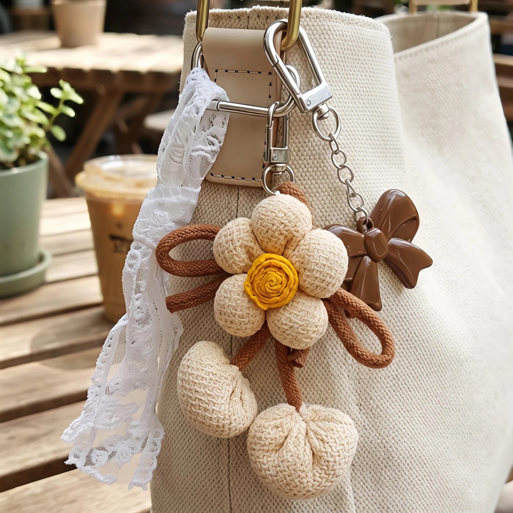 Fabric Flower - Bag Charm
